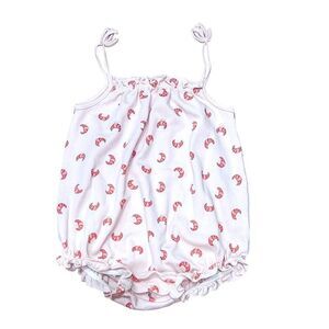 Oeuf NYC Strappy Croissant Print Pale Pink Bubble Romper 18-24 months